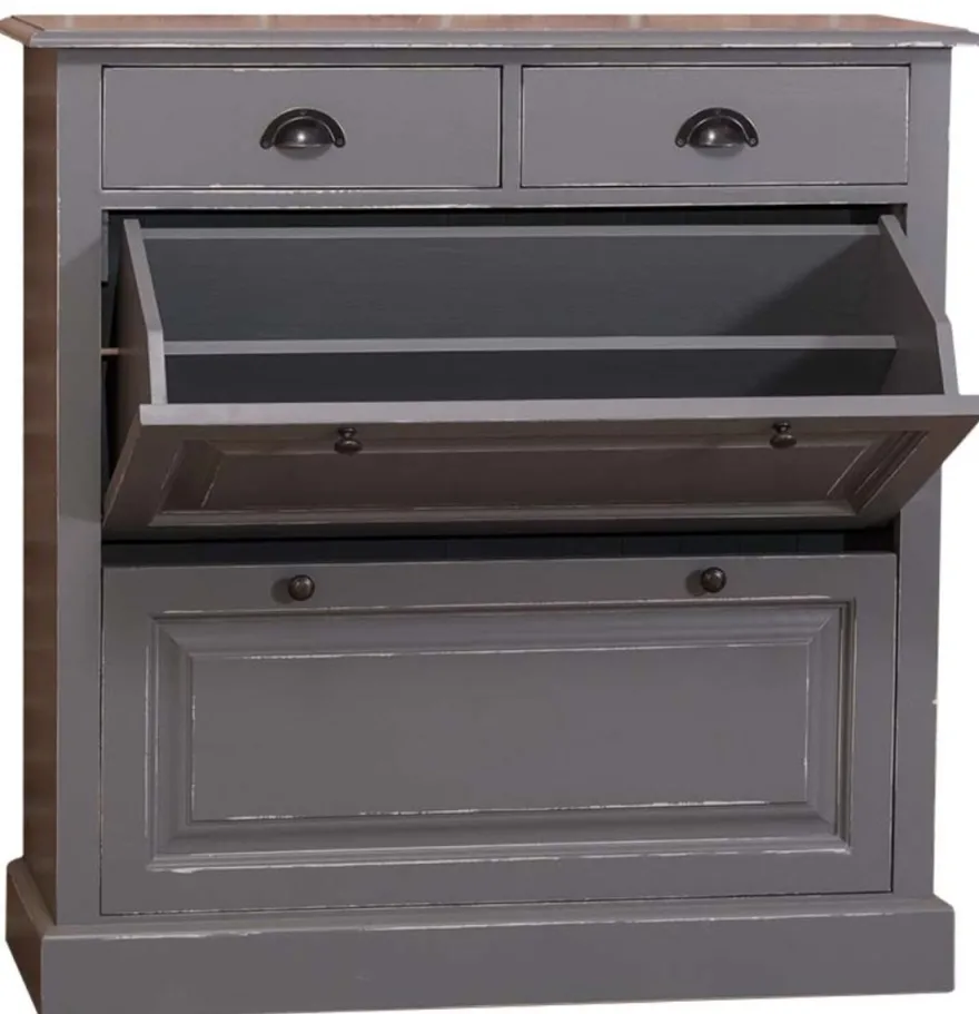 Casa Padrino Landhausstil Schuhschrank im Antik Stil Grau, 103 x 35 x H. 105 cm