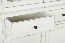 Casa Padrino Landhausstil Schrank Antik Weiß 111,4 x 42,5 x H. 203 cm - Landhausstil Esszimmerschrank mit 4 Türen und 2 Schubladen - Landhausstil Vitrine - Landhausstil Esszimmer Möbel