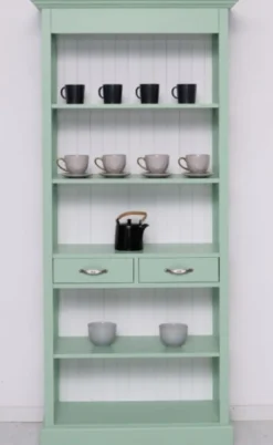 Casa Padrino Landhausstil Schrank Mintgrün / Weiß 91 x 39 x H. 197 cm - Landhausstil Esszimmer Schrank - Massivholz Möbel - Landhausstil Shabby Chic Möbel