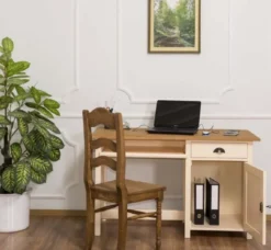 Casa Padrino Landhausstil Schreibtisch Creme / Braun 130 x 60 x H. 78 cm - Massivholz Sekretär im Landhausstil - Büro Möbel - Massivholz Möbel - Landhausstil Möbel