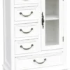 Casa Padrino Landhausstil Schrank mit Tür und 5 Schubladen Weiß 50 x 30 x H. 92 cm