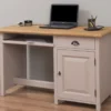 Casa Padrino Landhausstil Schreibtisch Grau / Naturfarben 130 x 60 x H. 78 cm - Massivholz Sekretär im Landhausstil - Büro Möbel - Massivholz Möbel - Landhausstil Möbel