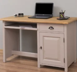 Casa Padrino Landhausstil Schreibtisch Grau / Naturfarben 130 x 60 x H. 78 cm - Massivholz Sekretär im Landhausstil - Büro Möbel - Massivholz Möbel - Landhausstil Möbel