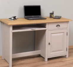 Casa Padrino Landhausstil Schreibtisch Grau / Naturfarben 130 x 60 x H. 78 cm - Massivholz Sekretär im Landhausstil - Büro Möbel - Massivholz Möbel - Landhausstil Möbel