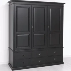 Casa Padrino Landhausstil Schlafzimmer Schrank Schwarz 174 cm - Schlafzimmer Möbel