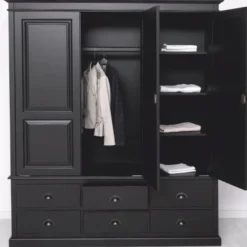 Casa Padrino Landhausstil Schlafzimmer Schrank Schwarz 174 cm - Schlafzimmer Möbel