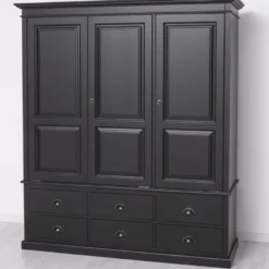 Casa Padrino Landhausstil Schlafzimmer Schrank Schwarz 174 cm - Schlafzimmer Möbel