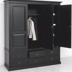 Casa Padrino Landhausstil Schlafzimmer Schrank Schwarz 174 cm - Schlafzimmer Möbel