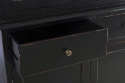 Casa Padrino Landhausstil Schrank Antik Schwarz 111,4 x 42,5 x H. 203 cm - Landhausstil Esszimmerschrank mit 4 Türen und 2 Schubladen - Landhausstil Vitrine - Landhausstil Esszimmer Möbel