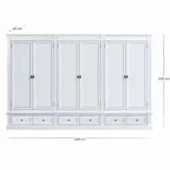 Casa Padrino Landhausstil Schlafzimmer Schrank Weiß 340 cm - Landhausstil Schlafzimmer Möbel