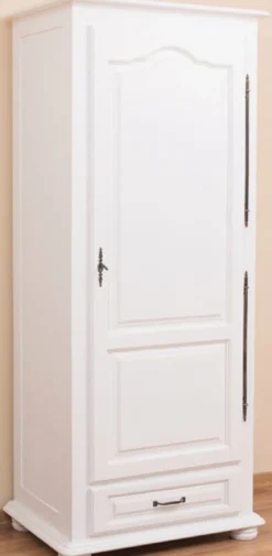Casa Padrino Landhausstil Schlafzimmerschrank / Kleiderschrank mit Tür und Schublade Weiß 79,5 x 54 x H. 186 cm - Schlafzimmermöbel