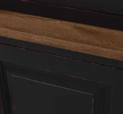 Casa Padrino Landhausstil Schrank Schwarz / Rot / Braun 120 x 50 x H. 228 cm - Massivholz Vitrine - Landhausstil Massivholz Möbel
