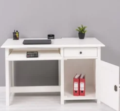 Casa Padrino Landhausstil Schreibtisch Weiß 130 x 60 x H. 78 cm - Massivholz Sekretär im Landhausstil - Büro Möbel - Massivholz Möbel - Landhausstil Möbel