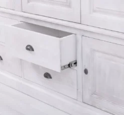 Casa Padrino Landhausstil Schlafzimmerschrank Hellgrau 232 x 59 x H. 197 cm - Massivholz Kleiderschrank mit 6 Türen und 4 Schubladen - Massivholz Schlafzimmer Möbel im Landhausstil
