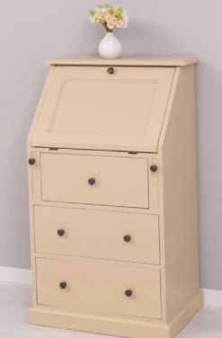 Casa Padrino Landhausstil Sekretär Kommode Beige 65 x 45 x H. 110 cm - Massivholz Schrank mit 5 Schubladen - Massivholz Möbel - Landhausstil Möbel