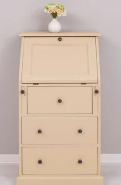 Casa Padrino Landhausstil Sekretär Kommode Beige 65 x 45 x H. 110 cm - Massivholz Schrank mit 5 Schubladen - Massivholz Möbel - Landhausstil Möbel
