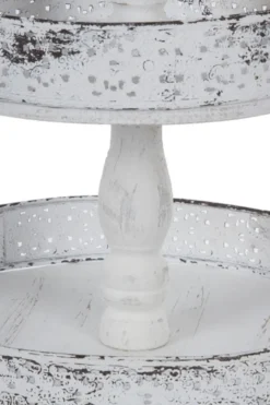 Casa Padrino Landhausstil Shabby Chic Etagere 3-Stufig Antik Weiß Ø 40 x H. 66 cm - Gastronomie Accessoires