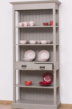 Casa Padrino Landhausstil Shabby Chic Schrank Antik Grau 91 x 39 x H. 197 cm - Landhausstil Esszimmer Schrank - Massivholz Möbel - Landhausstil Shabby Chic Möbel