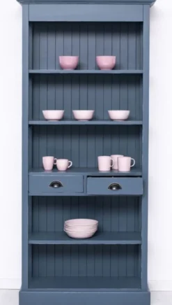 Casa Padrino Landhausstil Shabby Chic Schrank Antik Blau 91 x 39 x H. 197 cm - Landhausstil Esszimmer Schrank - Massivholz Möbel - Landhausstil Shabby Chic Möbel