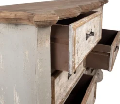 Casa Padrino Landhausstil Shabby Chic Kommode mit 6 Schubladen Grau / Beige / Gold / Braun 135 x 41 x H. 89 cm - Landhausstil Möbel - Shabby Chic Möbel - Landhausstil Einrichtung