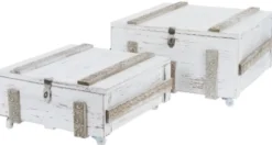 Casa Padrino Landhausstil Shabby Chic Holztruhen 2er Set Antik Weiß - Wohnzimmer Deko