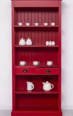 Casa Padrino Landhausstil Shabby Chic Schrank Antik Rot 91 x 39 x H. 197 cm - Landhausstil Esszimmer Schrank - Massivholz Möbel - Landhausstil Shabby Chic Möbel
