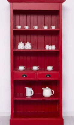 Casa Padrino Landhausstil Shabby Chic Schrank Antik Rot 91 x 39 x H. 197 cm - Landhausstil Esszimmer Schrank - Massivholz Möbel - Landhausstil Shabby Chic Möbel