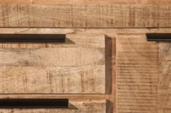 Casa Padrino Landhausstil Sideboard Naturfarben 175 x 50 x H. 76 cm - Massivholz Schrank mit 2 Türen und 3 Schubladen - Wohnzimmer Möbel