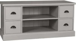 Casa Padrino Landhausstil Sideboard Fernsehschrank Grau 129 x 50 x H. 60 cm - Massives Kiefernholz und Metall