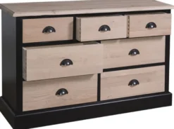 Casa Padrino Landhausstil Sideboard in Schwarz und Naturfarben 122 x 38 x H. 75 cm