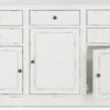 Casa Padrino Landhausstil Sideboard Antik Weiß 145 x 40 x H. 85 cm - Landhausstil Schrank mit 3 Türen und 5 Schubladen - Landhausstil Möbel - Landhausstil Einrichtung