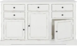 Casa Padrino Landhausstil Sideboard Antik Weiß 145 x 40 x H. 85 cm - Landhausstil Schrank mit 3 Türen und 5 Schubladen - Landhausstil Möbel - Landhausstil Einrichtung
