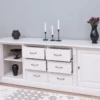 Casa Padrino Landhausstil Sideboard Weiß 219 x 51 x H. 78 cm - Massivholz Schrank mit 2 Türen und 6 Schubladen - Landhausstil Massivholz Möbel