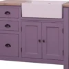 Casa Padrino Landhausstil Spülenschrank mit 2 Türen und 3 Schubladen Lila / Naturfarben 118 x 65 x H. 90 cm - Spültisch im Landhausstil
