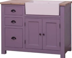 Casa Padrino Landhausstil Spülenschrank mit 2 Türen und 3 Schubladen Lila / Naturfarben 118 x 65 x H. 90 cm - Spültisch im Landhausstil