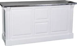 Casa Padrino Landhausstil Theke Weiß / Silber 191 x 68 x H. 95 cm - Massivholz Thekentisch mit verzinkter Tischplatte