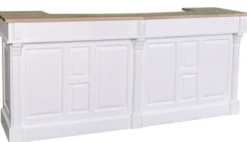 Casa Padrino Landhausstil Theke Weiß / Naturfarben 240 x 65 x H. 107 cm - Massivholz Ladentheke mit 2 Schubladen - Landhausstil Möbel