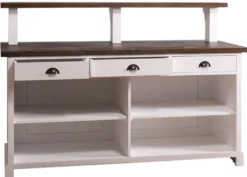 Casa Padrino Landhausstil Theke mit 3 Schubladen Weiß / Dunkelbraun 180 x 68 x H. 120 cm - Landhausstil Möbel