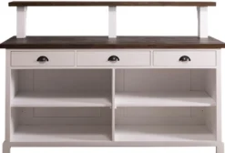 Casa Padrino Landhausstil Theke mit 3 Schubladen Weiß / Dunkelbraun 180 x 68 x H. 120 cm - Landhausstil Möbel