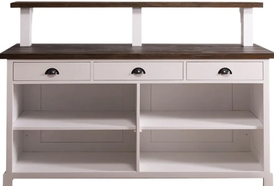 Casa Padrino Landhausstil Theke mit 3 Schubladen Weiß / Dunkelbraun 180 x 68 x H. 120 cm - Landhausstil Möbel