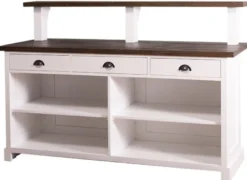 Casa Padrino Landhausstil Theke mit 3 Schubladen Weiß / Dunkelbraun 180 x 68 x H. 120 cm - Landhausstil Möbel