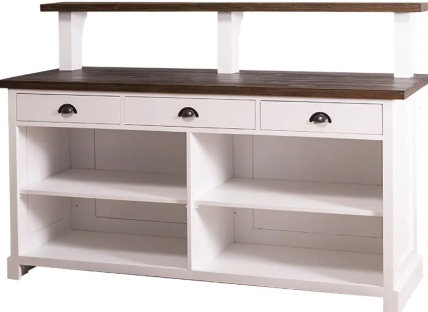 Casa Padrino Landhausstil Theke mit 3 Schubladen Weiß / Dunkelbraun 180 x 68 x H. 120 cm - Landhausstil Möbel