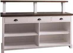 Casa Padrino Landhausstil Theke mit 3 Schubladen Weiß / Dunkelbraun 180 x 68 x H. 120 cm - Landhausstil Möbel