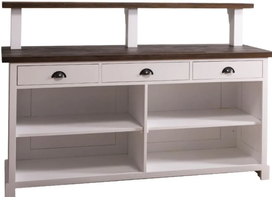 Casa Padrino Landhausstil Theke mit 3 Schubladen Weiß / Dunkelbraun 180 x 68 x H. 120 cm - Landhausstil Möbel