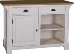 Casa Padrino Landhausstil Theke Hellgrau / Naturfarben 140 x 68 x H. 95 cm - Thekentisch mit Eichenholz Tischplatte