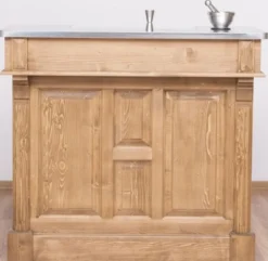 Casa Padrino Landhausstil Theke Naturfarben / Silber 120 x 65 x H. 107 cm - Massivholz Thekentisch mit verzinkter Tischplatte - Barmöbel im Landhausstil