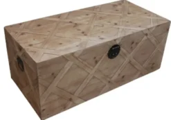 Casa Padrino Landhausstil Truhe Naturfarben 100 x 48 x H. 40 cm - Handgefertigte Holztruhe in Parkettoptik