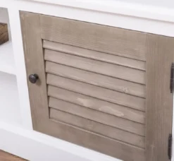 Casa Padrino Landhausstil TV Schrank Weiß / Grau 160 x 46 x H. 56 cm - Massivholz Sideboard - Landhausstil Wohnzimmer Möbel
