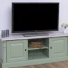 Casa Padrino Landhausstil TV Schrank Grün / Grau 160 x 46 x H. 60 cm - Massivholz Sideboard - Landhausstil Wohnzimmer Möbel