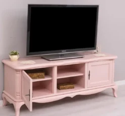 Casa Padrino Landhausstil TV Schrank Rosa 158 x 48 x H. 60 cm - Massivholz Sideboard - Landhausstil Wohnzimmer Möbel